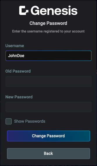 Main login screen example