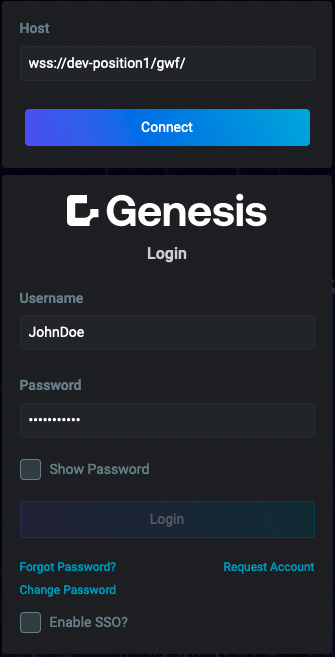 Main login screen example
